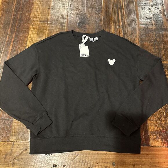 Divided H&M Disney Sweater Size Medium M Mickey Mouse Embroidered Black & White - Picture 1 of 5